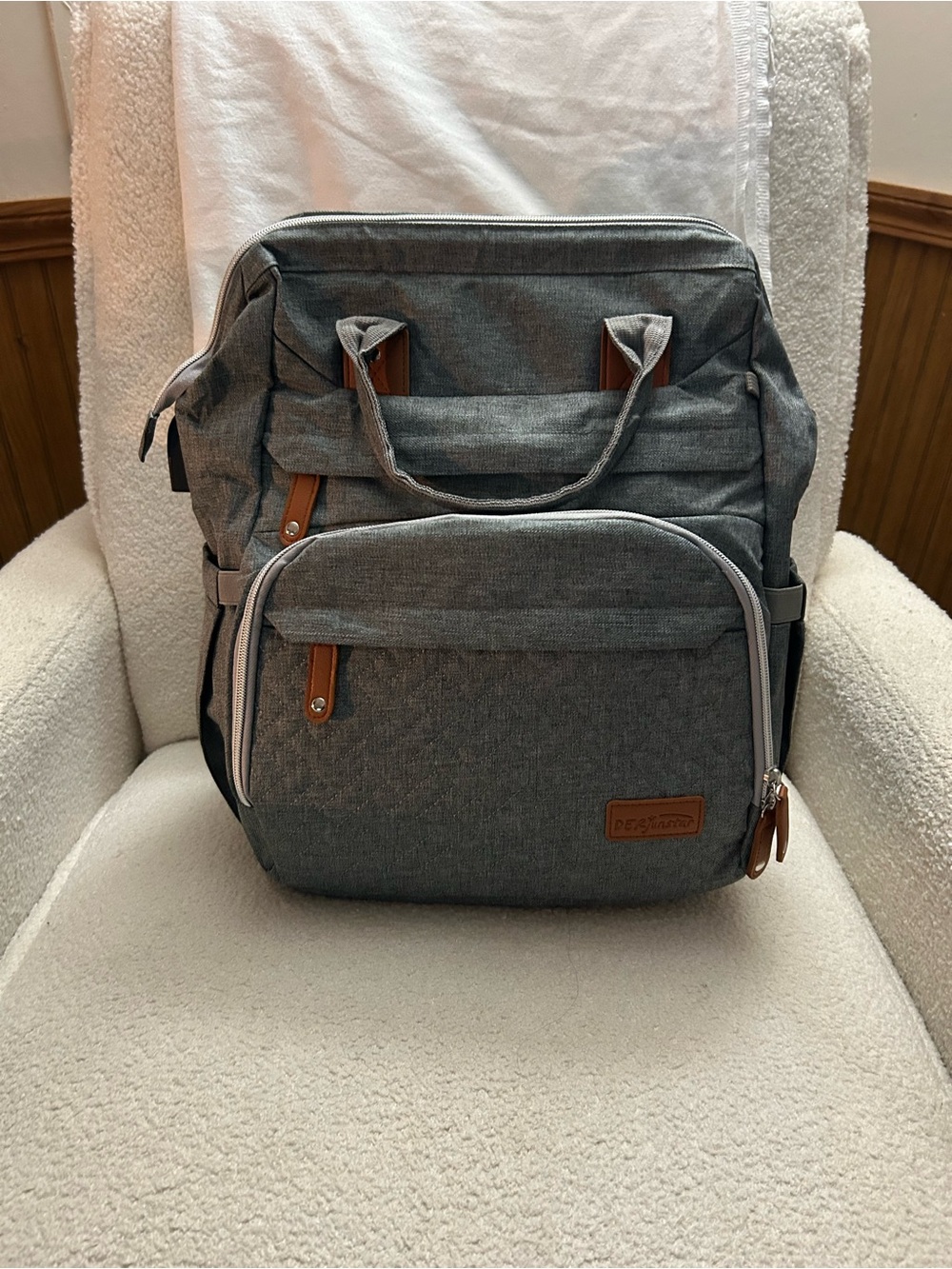 Amazon Kids Gray Backpack with Tan Accents